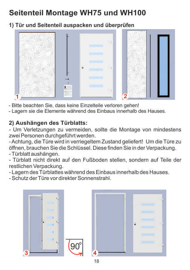 Seitenteil Welthaus WH75 und WH100 Seitenteil Montage WH75 und WH94