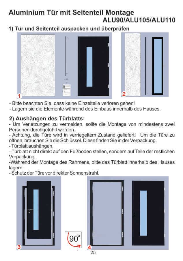 WELTHAUS Haustüren Seitenteil ALU90,ALU105 und ALU110 WELTHAUS Haustüren Seitenteil ALU90 ALU105
