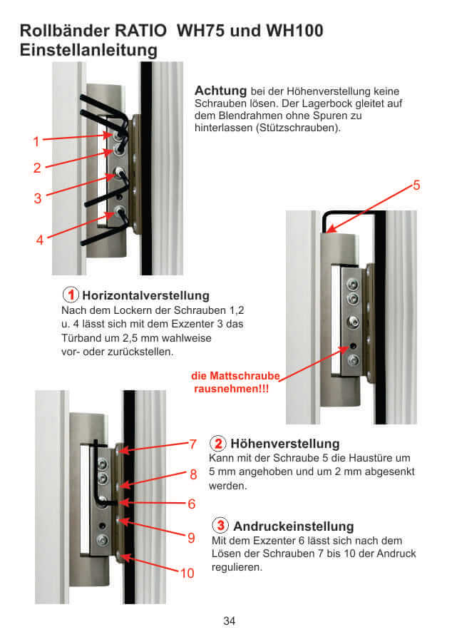 RollBänder Einstellung WH75 und WH100