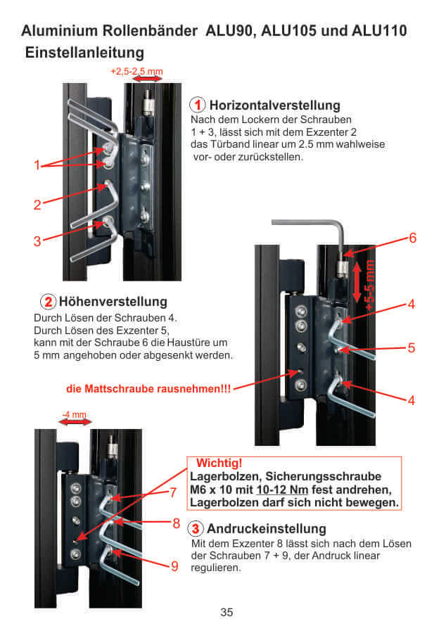 Aluminium Rollenbänder ALU90,ALU105 und ALU110 Einstellanleitung Aluminium Rollenbänder ALU90,ALU105 und ALU110 Einstellanleitung